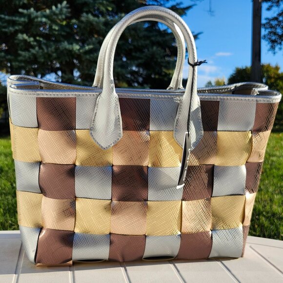 STUNNING GUM GIANNI CHIARINI DESIGN Metallic Woven Handbag Purse BNWT Italy - Picture 1 of 11
